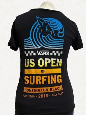 Vans US Open of Surfing 2016 Graphic Tee Black Women’s Small Huntington Beach